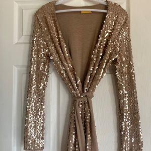 Champagne colored dress. Very flattering